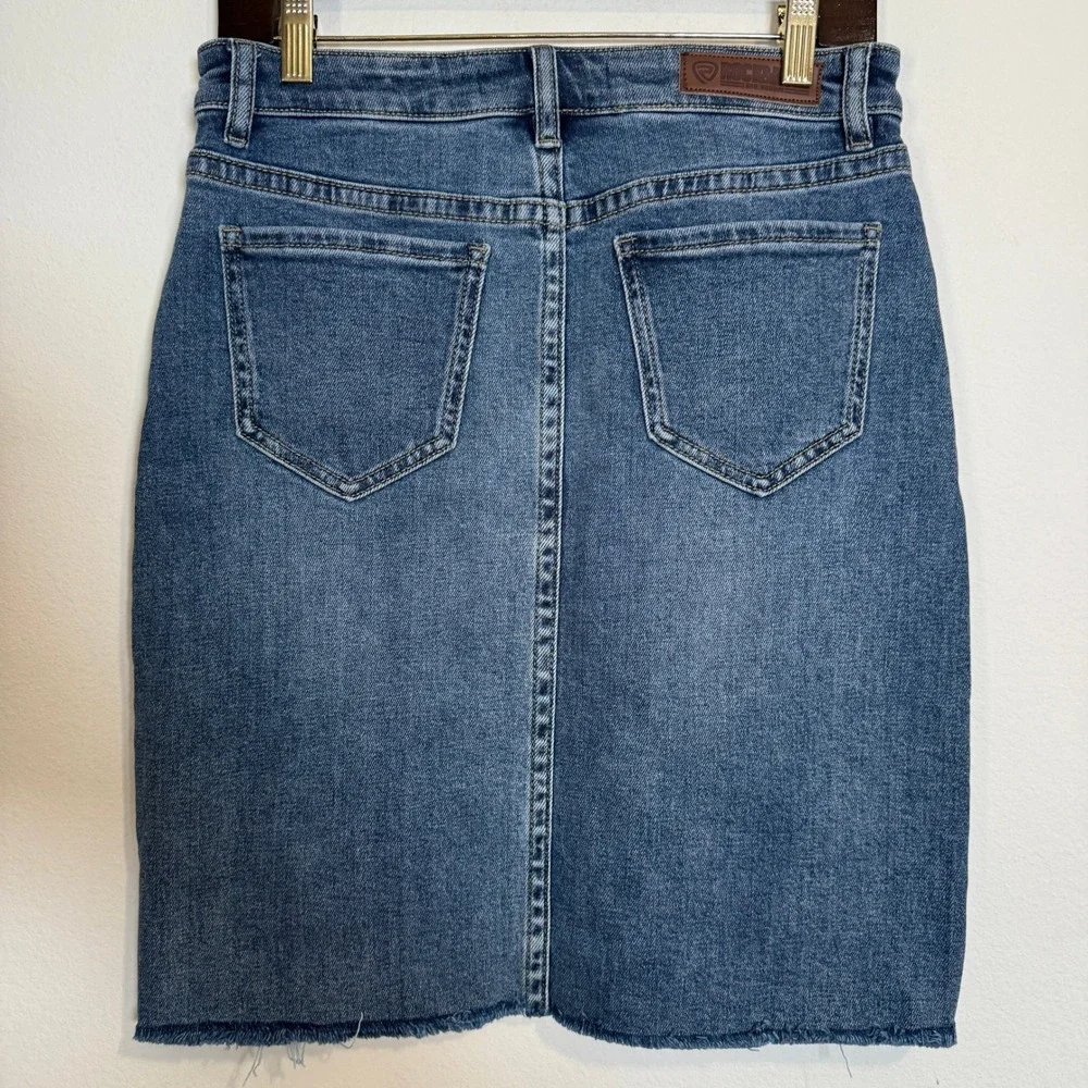 Rock & Roll Denim Skirt High Rise Frayed Hem Stretch‎ Blue Women's 26